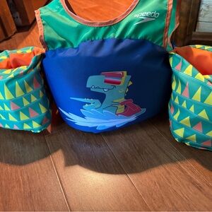 Speedo Kids Dinosaur Swim Vest - Blue and Green